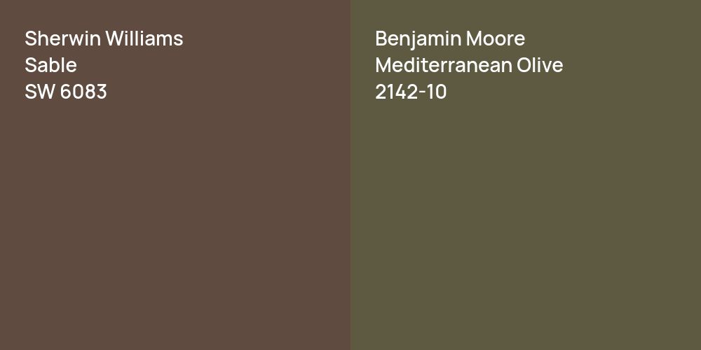 Sherwin Williams Sable vs. Benjamin Moore Mediterranean Olive