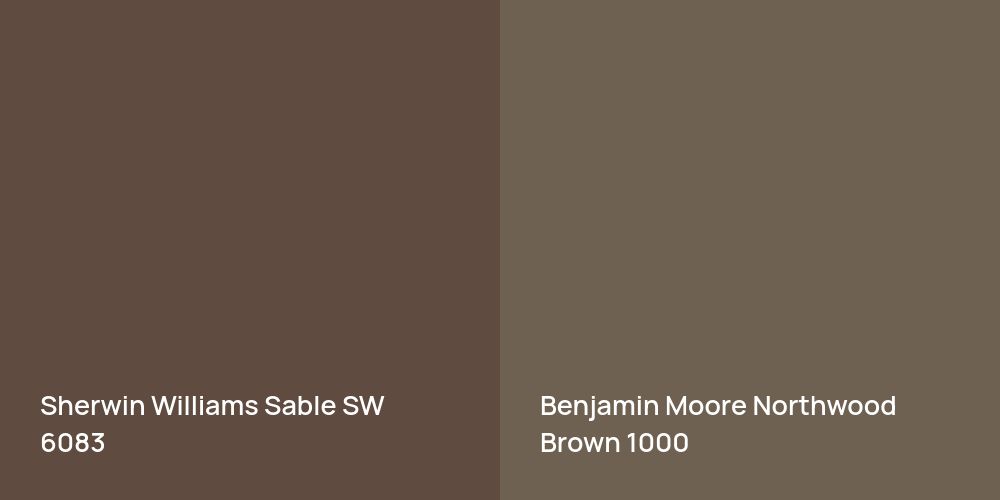 Sherwin Williams Sable vs. Benjamin Moore Northwood Brown