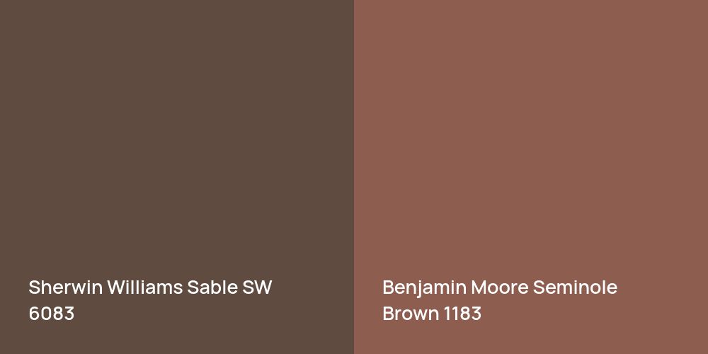 Sherwin Williams Sable vs. Benjamin Moore Seminole Brown