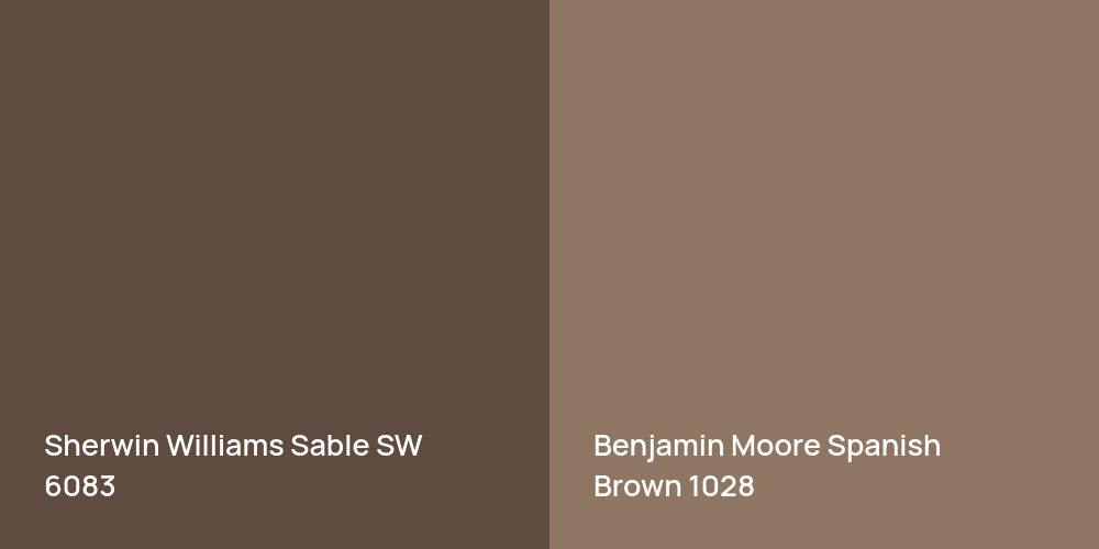 Sherwin Williams Sable vs. Benjamin Moore Spanish Brown