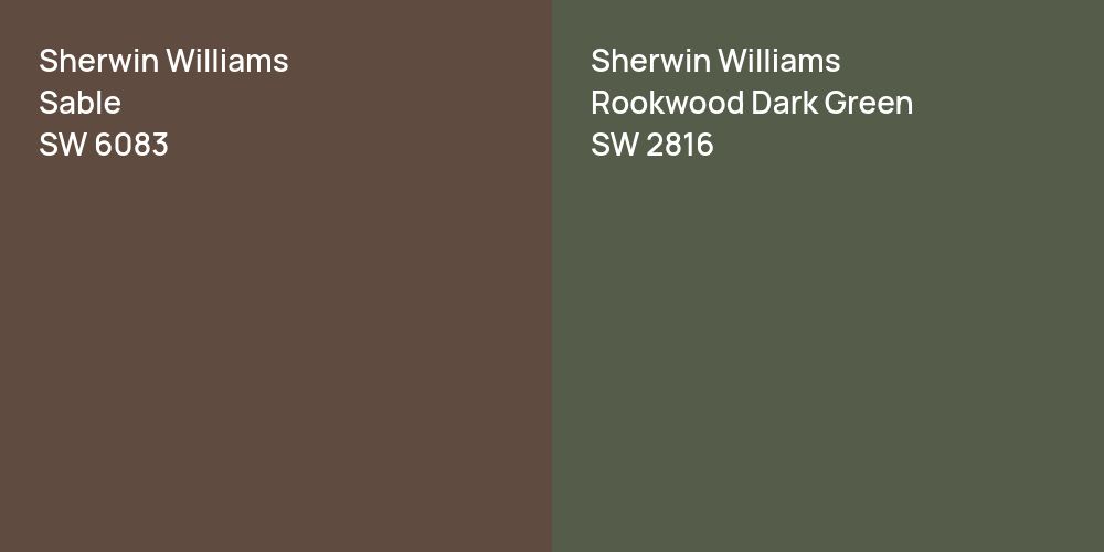 Sherwin Williams Sable vs. Sherwin Williams Rookwood Dark Green