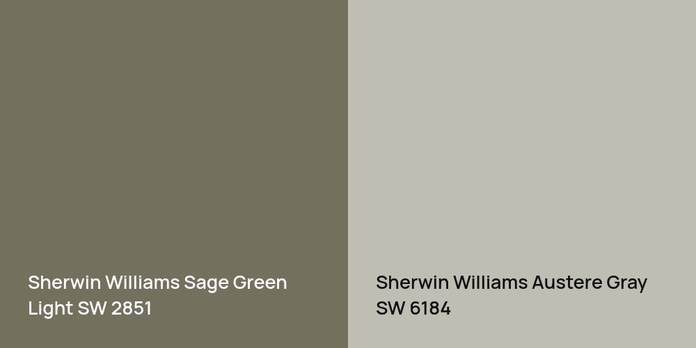 Sherwin Williams Sage Green Light vs. Sherwin Williams Austere Gray