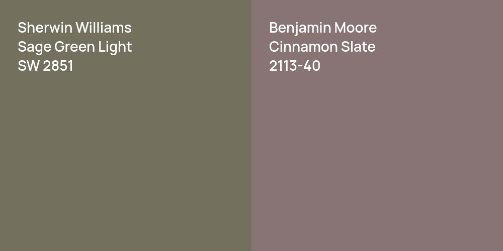 Sherwin Williams Sage Green Light vs. Benjamin Moore Cinnamon Slate