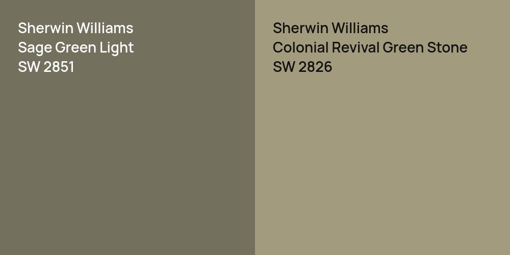 Sherwin Williams Sage Green Light vs. Sherwin Williams Colonial Revival Green Stone