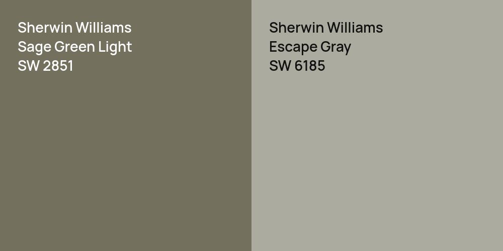 Sherwin Williams Sage Green Light vs. Sherwin Williams Escape Gray