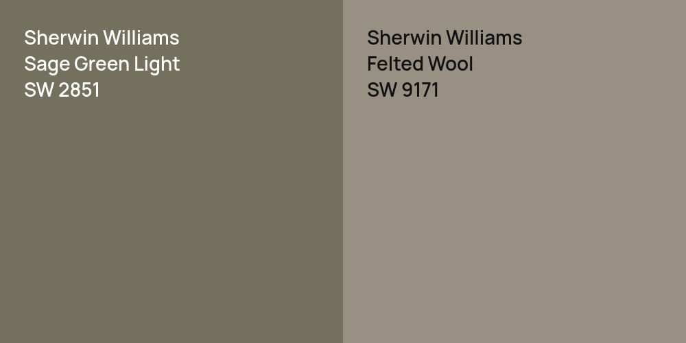 Sherwin Williams Sage Green Light vs. Sherwin Williams Felted Wool