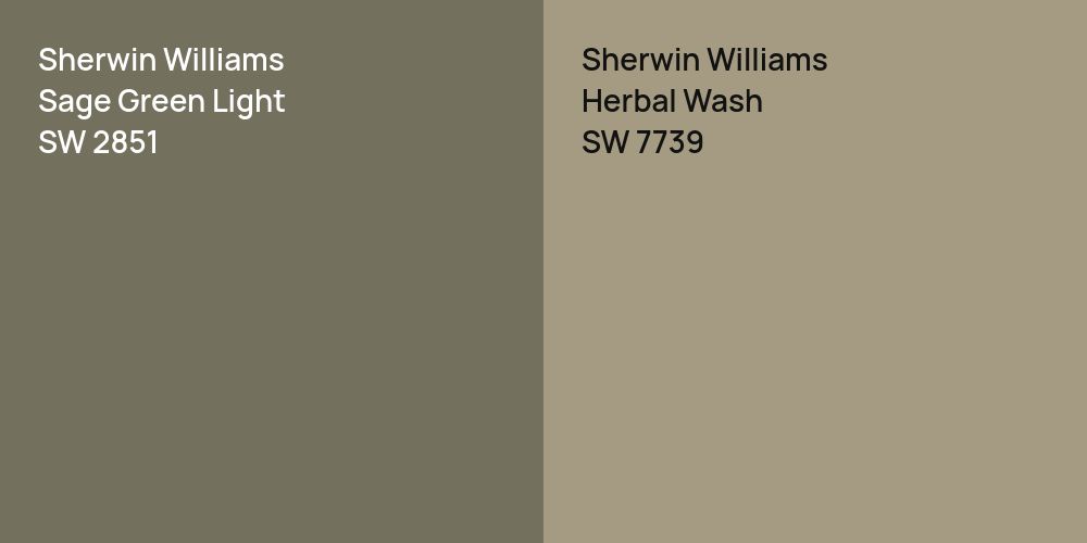 Sherwin Williams Sage Green Light vs. Sherwin Williams Herbal Wash