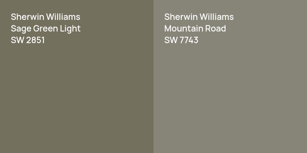 Sherwin Williams Sage Green Light vs. Sherwin Williams Mountain Road