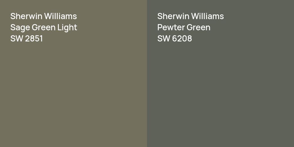 Sherwin Williams Sage Green Light vs. Sherwin Williams Pewter Green