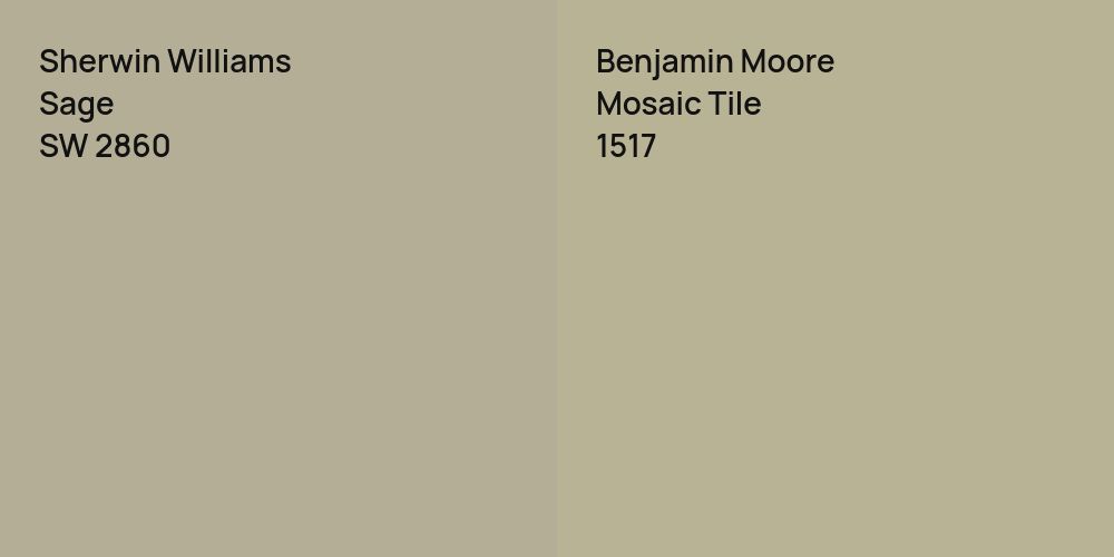 Sherwin Williams Sage vs. Benjamin Moore Mosaic Tile