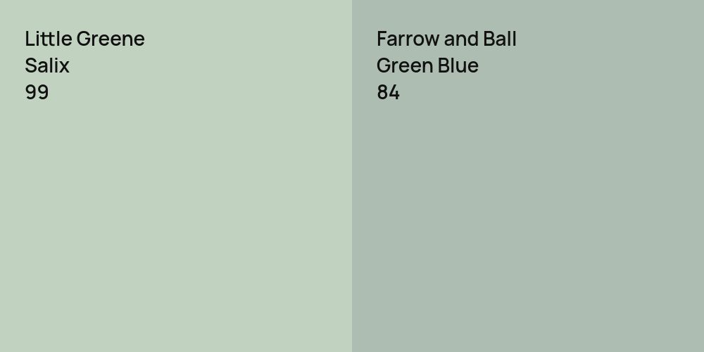 Little Greene Salix vs. Farrow and Ball Green Blue