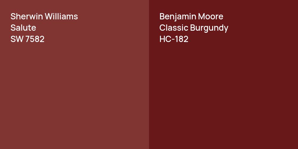 Sherwin Williams Salute vs. Benjamin Moore Classic Burgundy