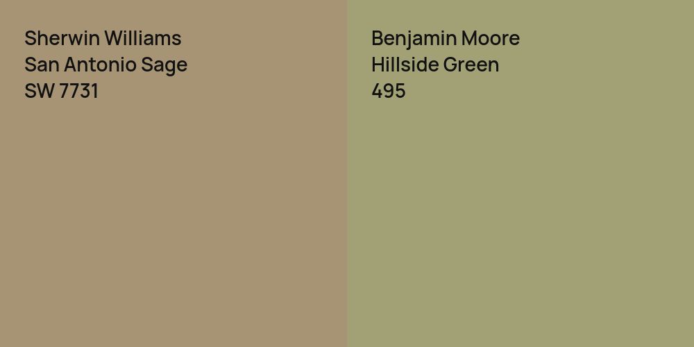 Sherwin Williams San Antonio Sage vs. Benjamin Moore Hillside Green