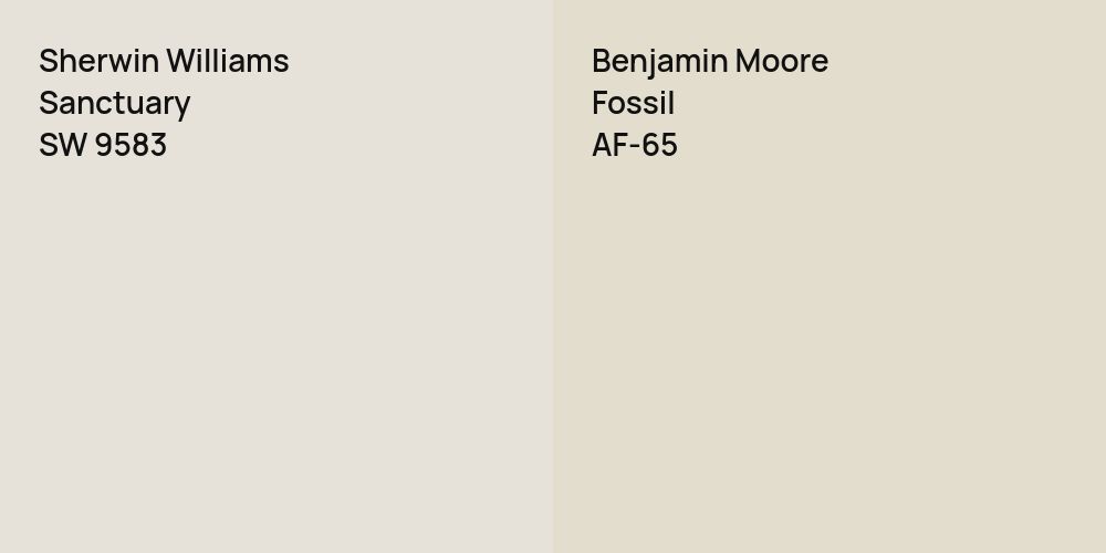 Sherwin Williams Sanctuary vs. Benjamin Moore Fossil