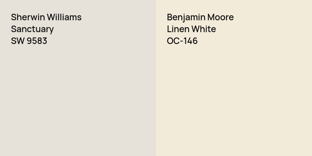 Sherwin Williams Sanctuary vs. Benjamin Moore Linen White