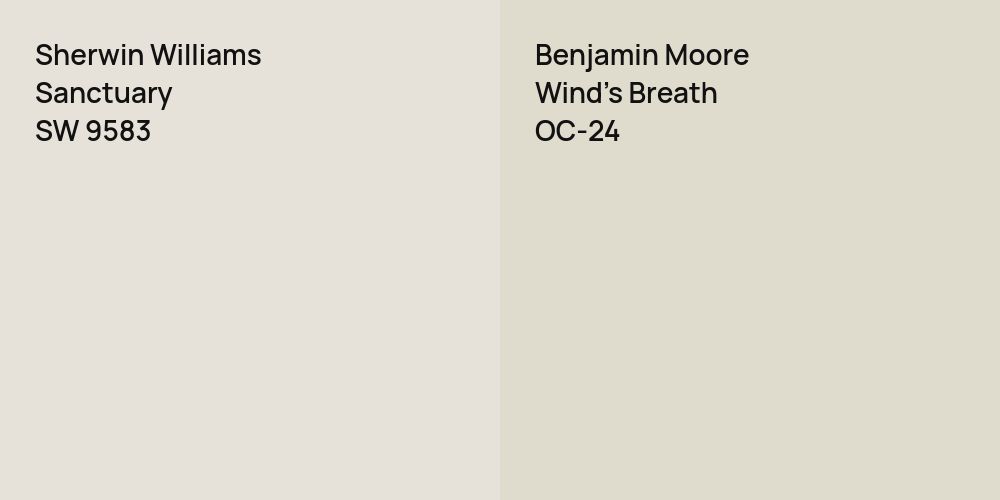 Sherwin Williams Sanctuary vs. Benjamin Moore Wind's Breath