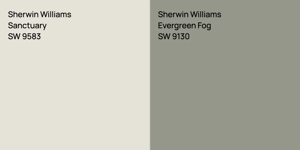 Sherwin Williams Sanctuary vs. Sherwin Williams Evergreen Fog