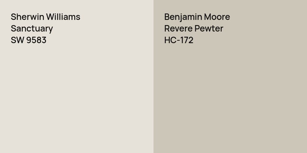 Sherwin Williams Sanctuary vs. Benjamin Moore Revere Pewter