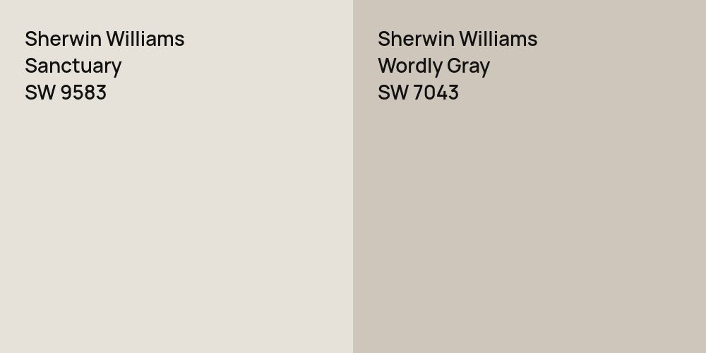 Sherwin Williams Sanctuary vs. Sherwin Williams Wordly Gray