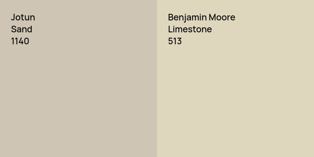 Jotun Sand vs. Benjamin Moore Limestone