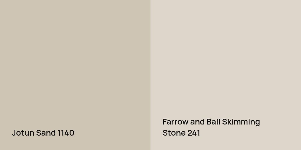 Jotun Sand vs. Farrow and Ball Skimming Stone