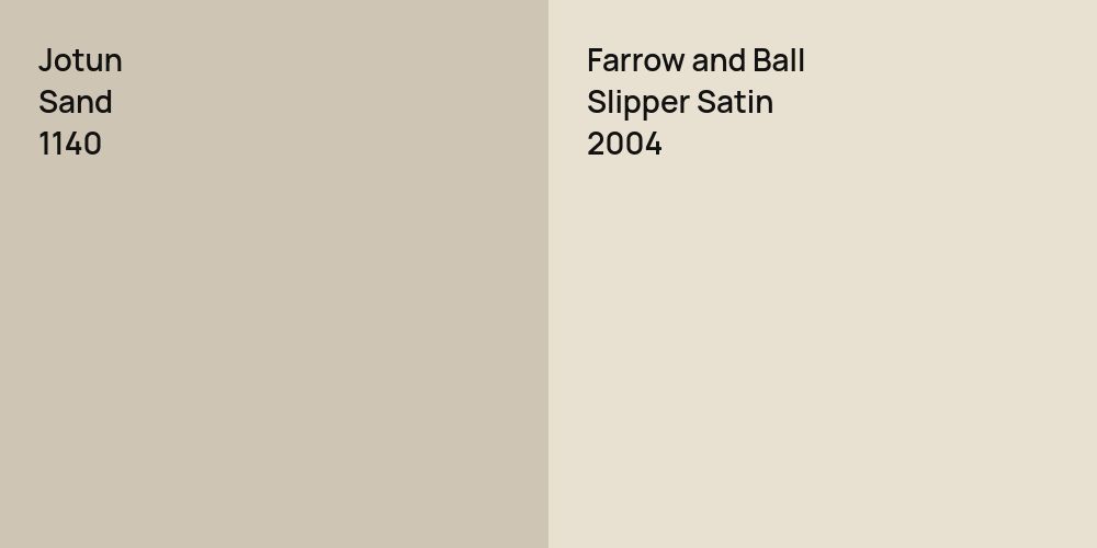 Jotun Sand vs. Farrow and Ball Slipper Satin