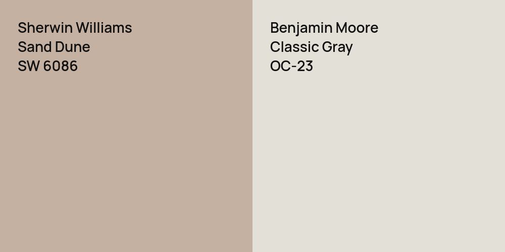 Sherwin Williams Sand Dune vs. Benjamin Moore Classic Gray