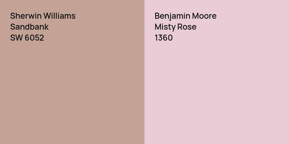 Sherwin Williams Sandbank vs. Benjamin Moore Misty Rose