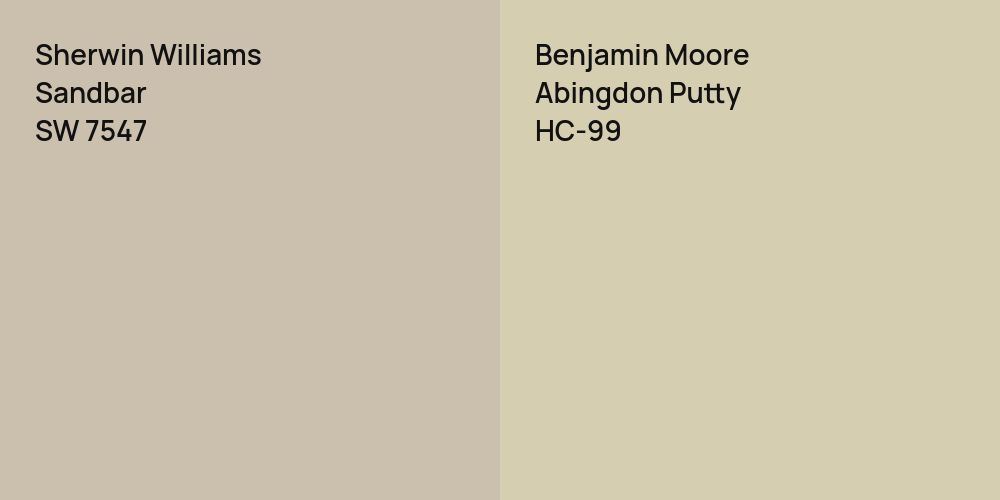 Sherwin Williams Sandbar vs. Benjamin Moore Abingdon Putty