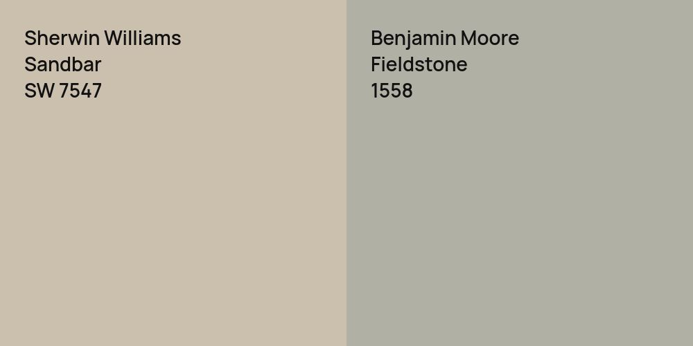 Sherwin Williams Sandbar vs. Benjamin Moore Fieldstone