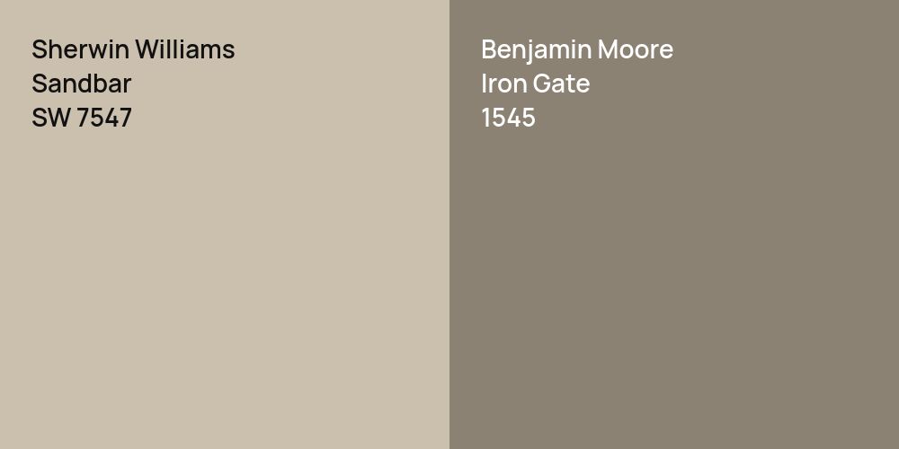 Sherwin Williams Sandbar vs. Benjamin Moore Iron Gate