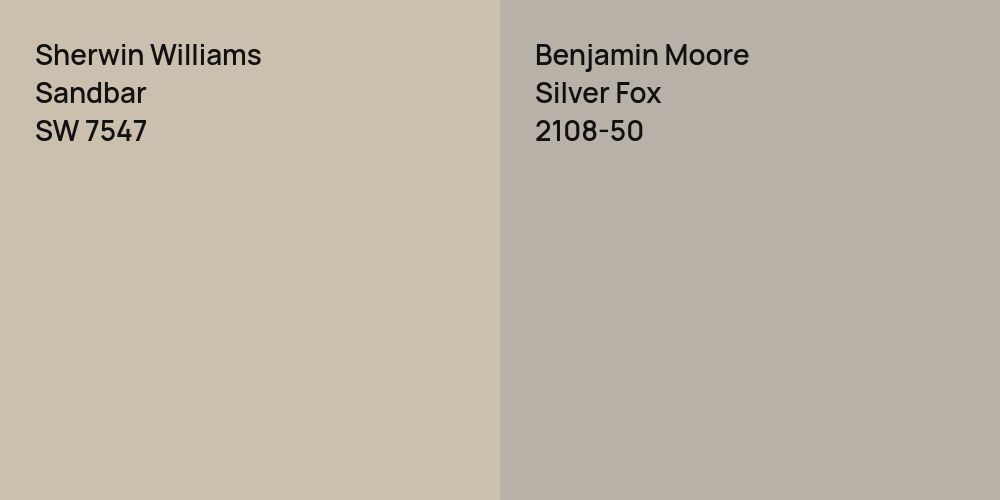 Sherwin Williams Sandbar vs. Benjamin Moore Silver Fox