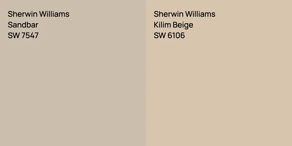 Sherwin Williams Sandbar vs. Sherwin Williams Kilim Beige