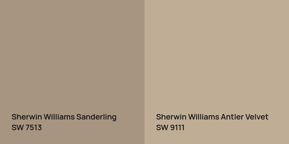 Sherwin Williams Sanderling vs. Sherwin Williams Antler Velvet