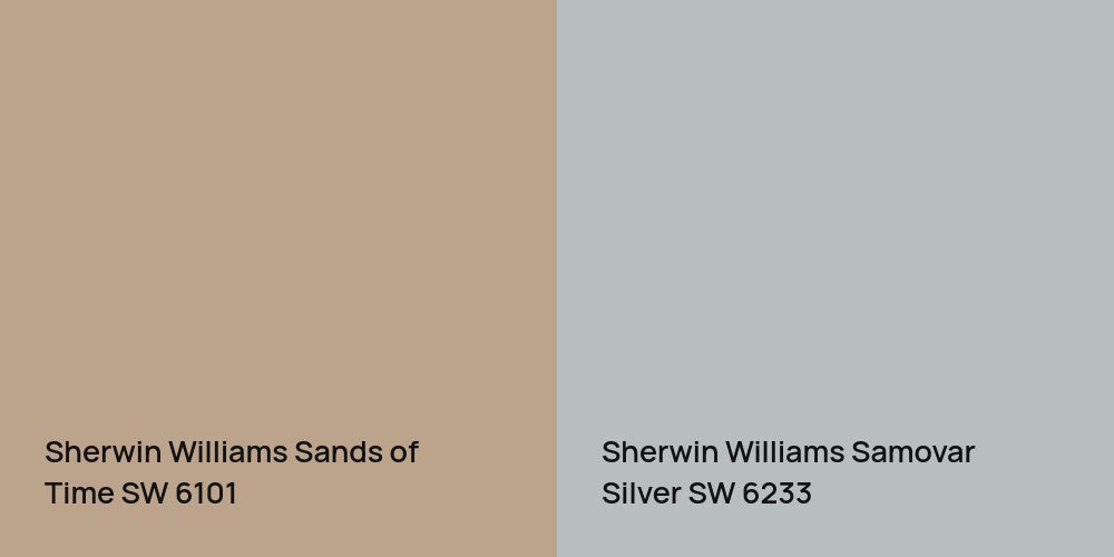 Sherwin Williams Sands of Time vs. Sherwin Williams Samovar Silver