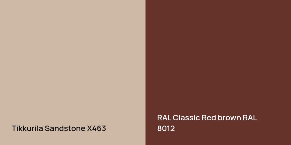 Tikkurila Sandstone vs. RAL Classic  Red brown