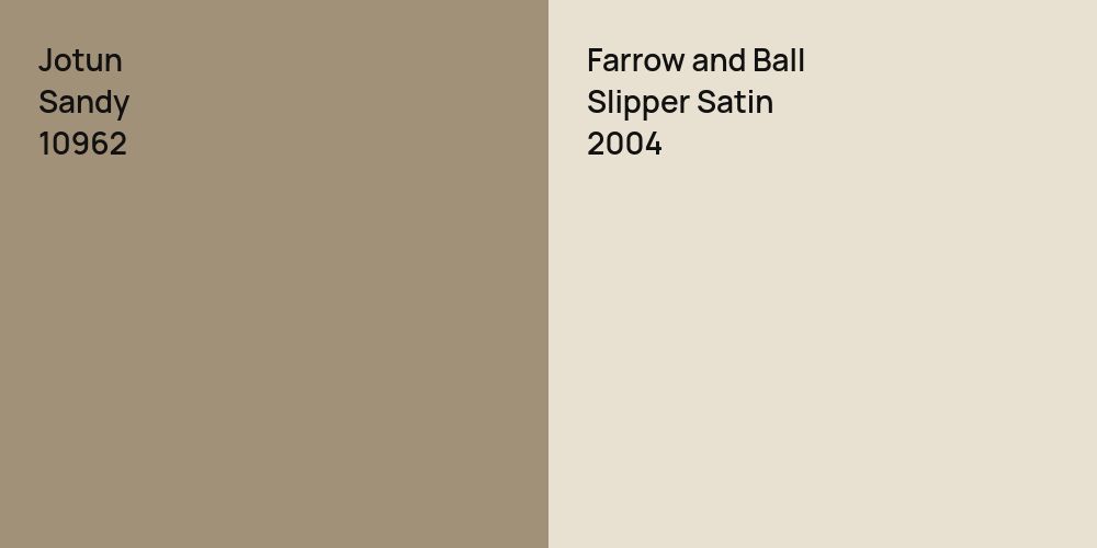 Jotun Sandy vs. Farrow and Ball Slipper Satin