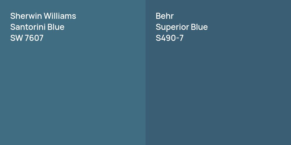 Sherwin Williams Santorini Blue vs. Behr Superior Blue