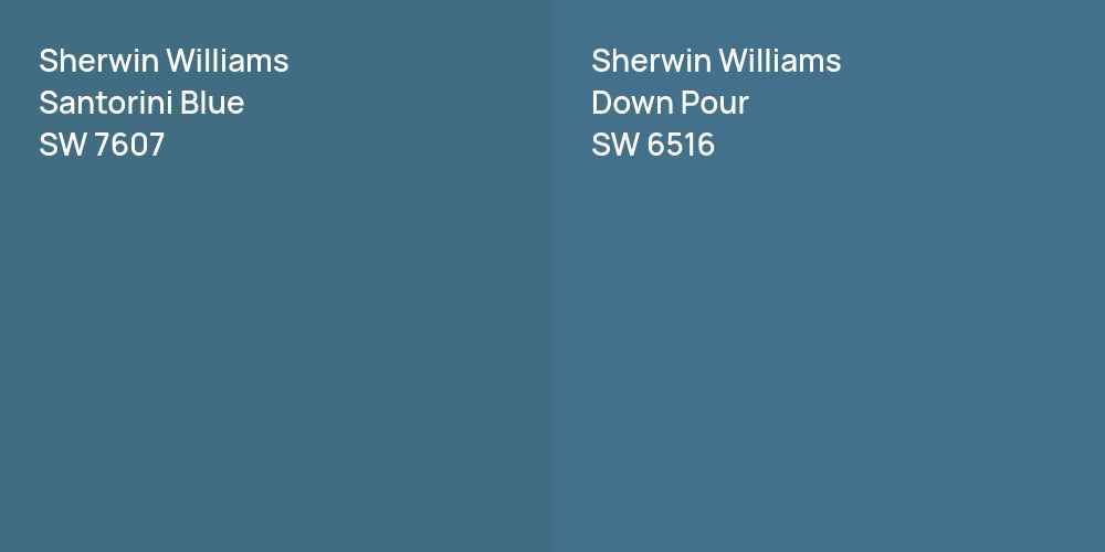 Sherwin Williams Santorini Blue vs. Sherwin Williams Down Pour