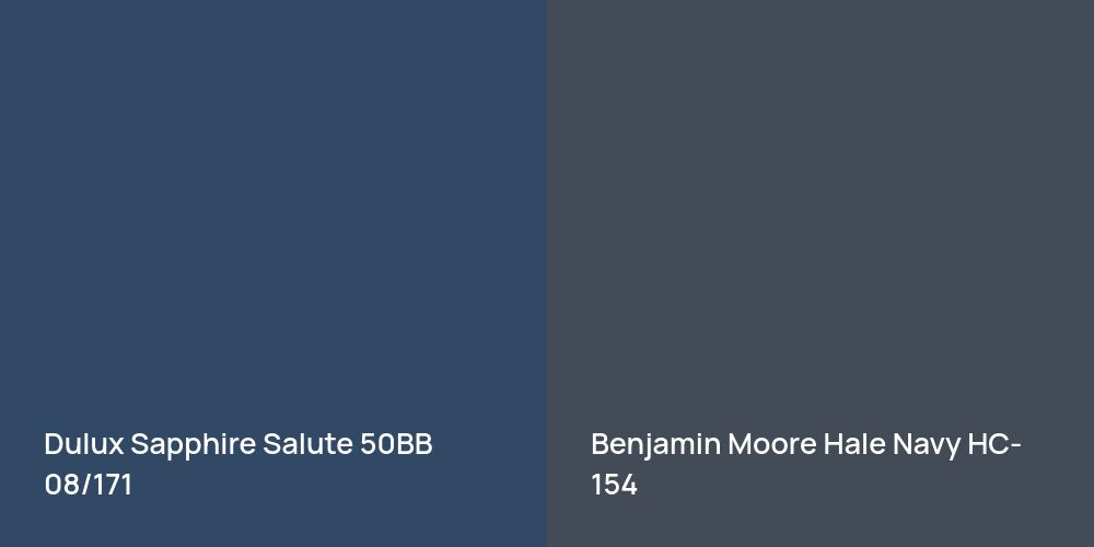 Dulux Sapphire Salute vs. Benjamin Moore Hale Navy