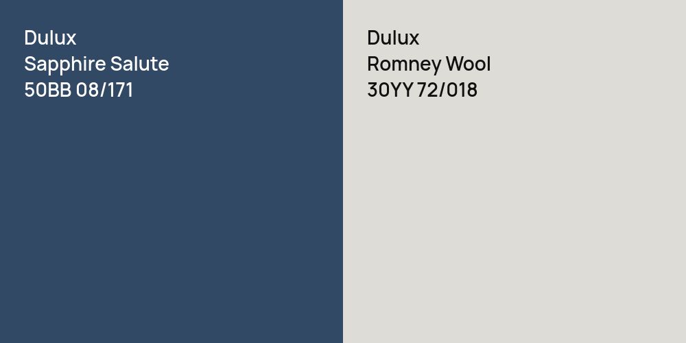 Dulux Sapphire Salute vs. Dulux Romney Wool