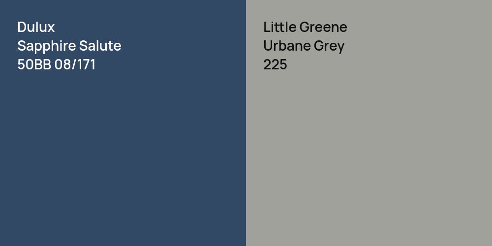 Dulux Sapphire Salute vs. Little Greene Urbane Grey