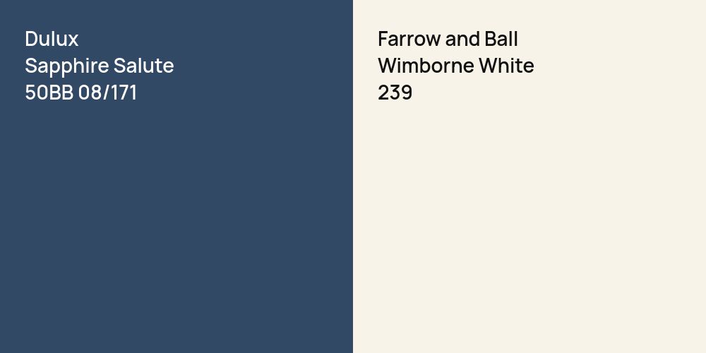 Dulux Sapphire Salute vs. Farrow and Ball Wimborne White