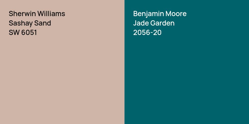 Sherwin Williams Sashay Sand vs. Benjamin Moore Jade Garden