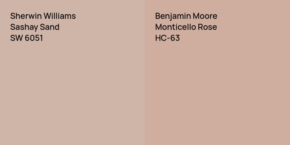 Sherwin Williams Sashay Sand vs. Benjamin Moore Monticello Rose