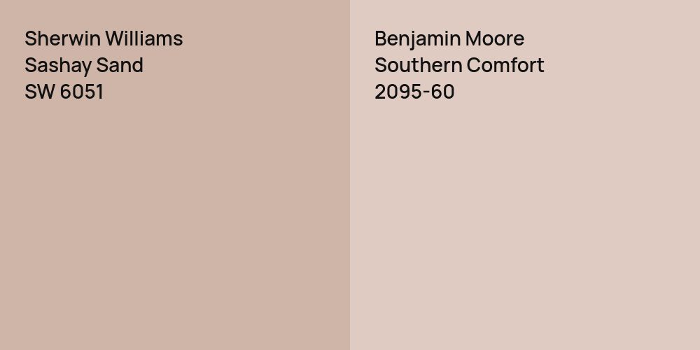 Sherwin Williams Sashay Sand vs. Benjamin Moore Southern Comfort