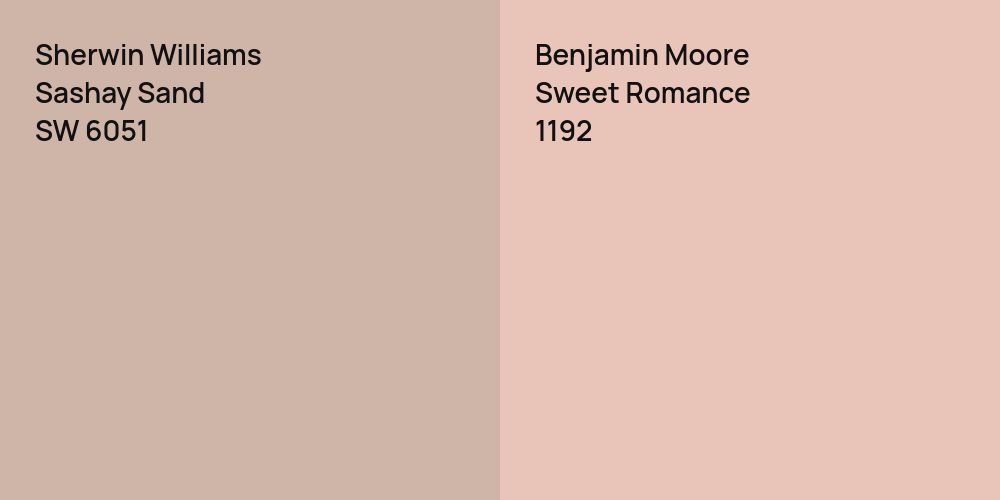 Sherwin Williams Sashay Sand vs. Benjamin Moore Sweet Romance