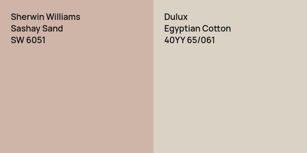 Sherwin Williams Sashay Sand vs. Dulux Egyptian Cotton