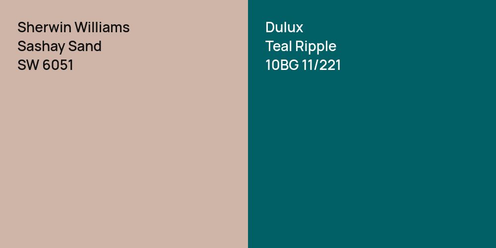 Sherwin Williams Sashay Sand vs. Dulux Teal Ripple