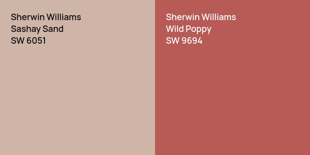 Sherwin Williams Sashay Sand vs. Sherwin Williams Wild Poppy